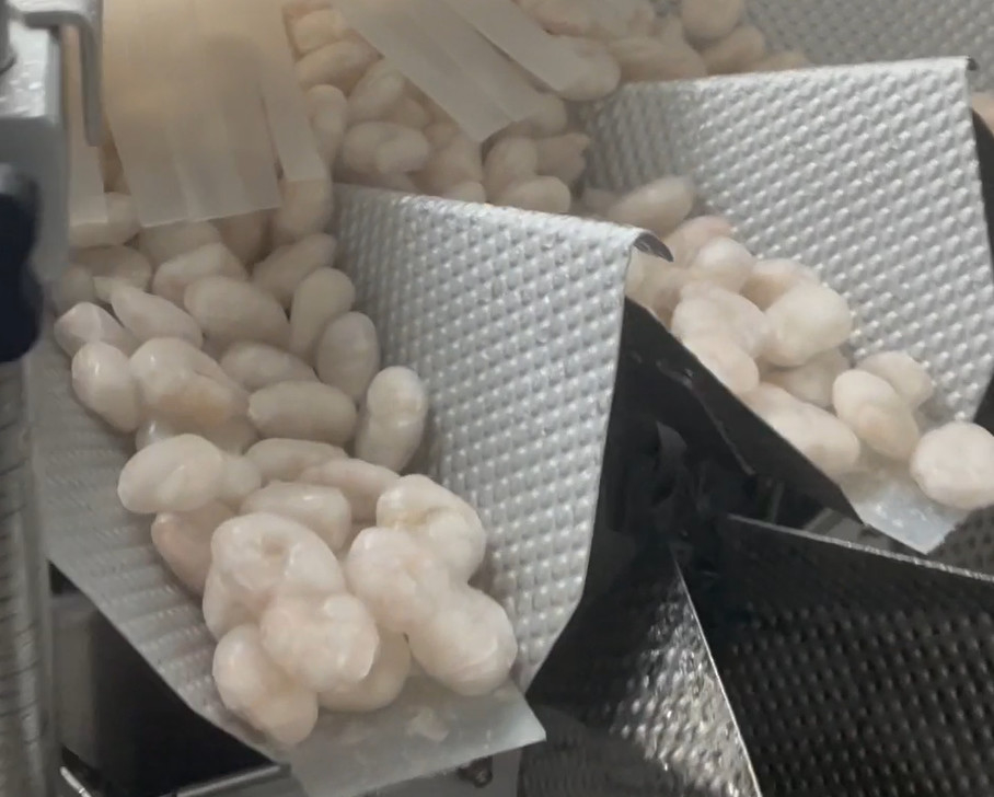 Poids de emballage 200g~1500g de cible de système d'atelier glacial de crevette de machine à emballer de peseur de solides solubles 304
