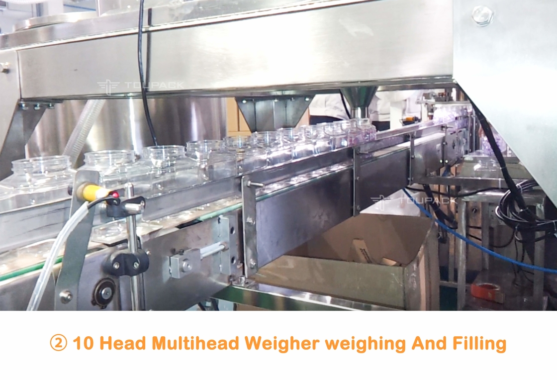 La blanchisserie automatique de peseur de Multihead de 10 têtes perle le pot peut système de remplissage de bouteilles et d'emballage
