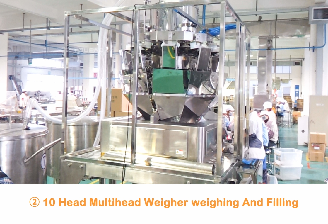 La blanchisserie automatique de peseur de Multihead de 10 têtes perle le pot peut système de remplissage de bouteilles et d'emballage