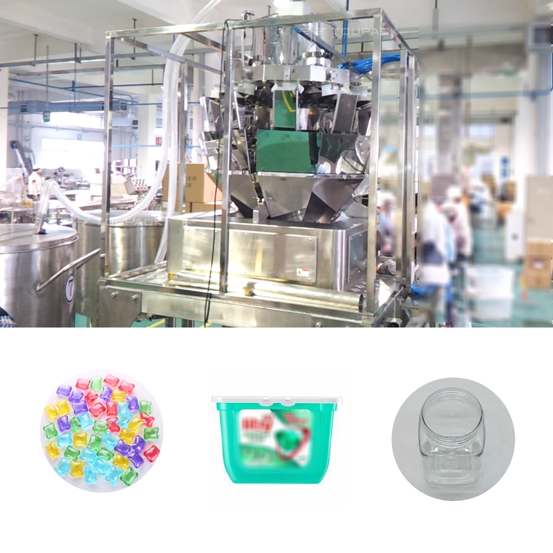 La blanchisserie automatique de peseur de Multihead de 10 têtes perle le pot peut système de remplissage de bouteilles et d'emballage