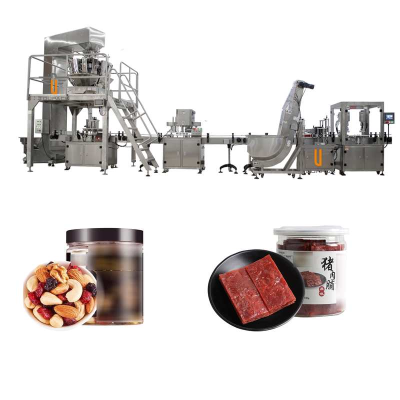 Machines de capsulage remplissantes de remplissage de bouteilles d'OEM de machine de porc d'écrou de casse-croûte de Mulit de peseur mélangé saccadé automatique de têtes