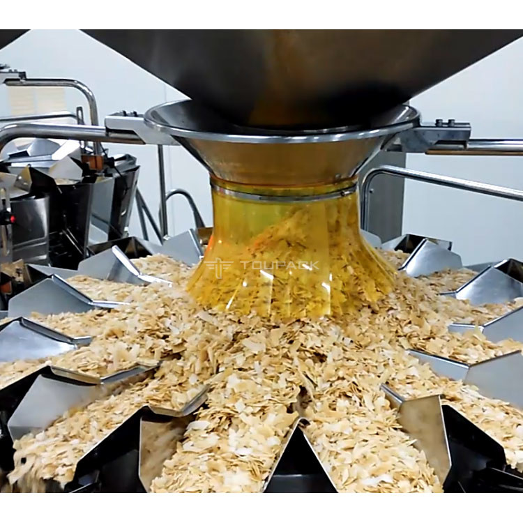 Tête 14 tout dans une machine de conditionnement de pesage pour la noix de coco Chips Filling Machine croustillant