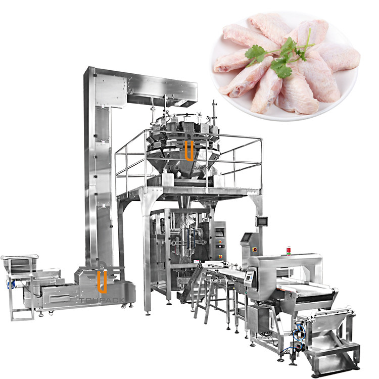 Machine de remplissage à pesée verticale VFFS Broiler à l'aile poulet jambe de canard cou d'emballage