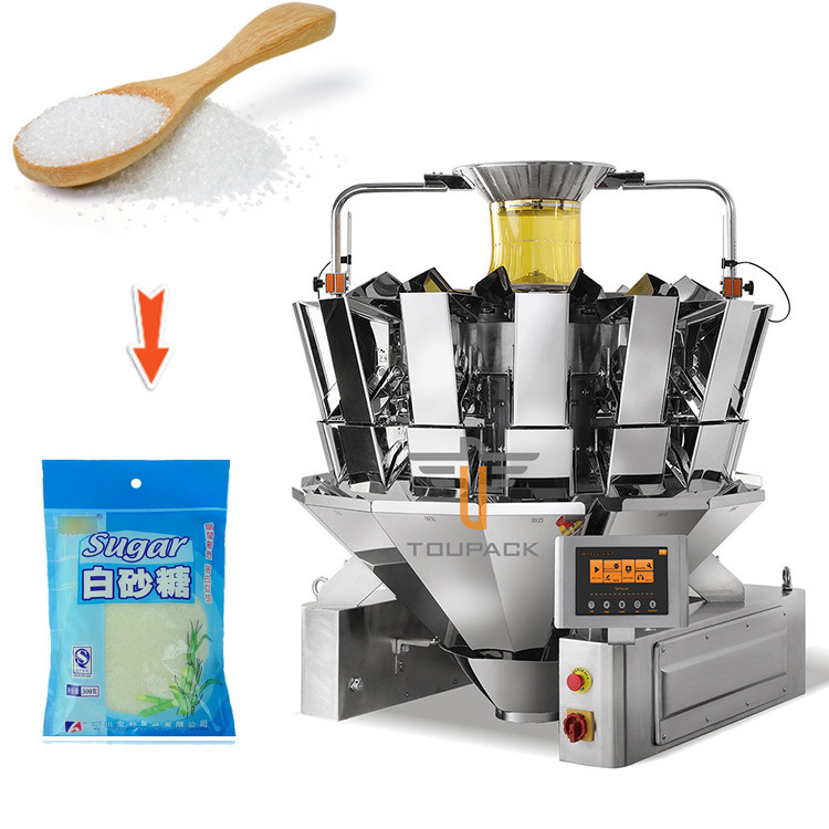 Écran tactile 5-200g x 0,5 précision pesage à tête multiple pour machine d'emballage de sucre blanc granulé