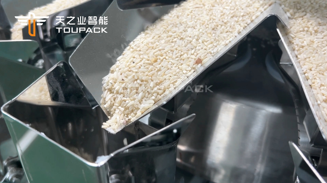 14 seaux Automatique à plusieurs têtes Pesanteur 1kg 2kg 5L Céréales Alimentation Céréales machine à emballer des sacs de riz