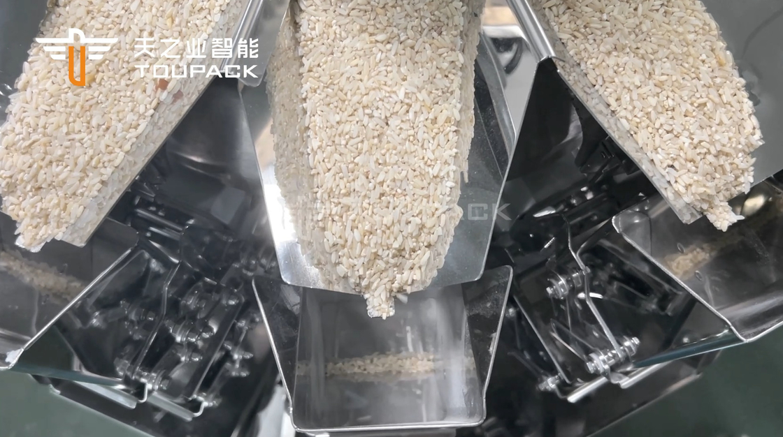 14 seaux Automatique à plusieurs têtes Pesanteur 1kg 2kg 5L Céréales Alimentation Céréales machine à emballer des sacs de riz