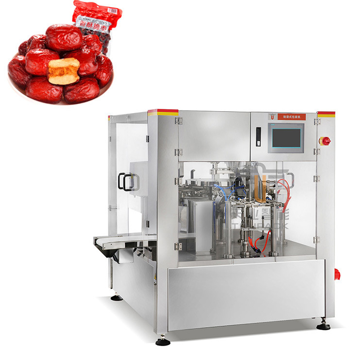 Machine automatique de remplissage et d'étanchéité de sacs rotatifs pour Doypack Préfabriqué Stand Up Pouch Jujube rouge