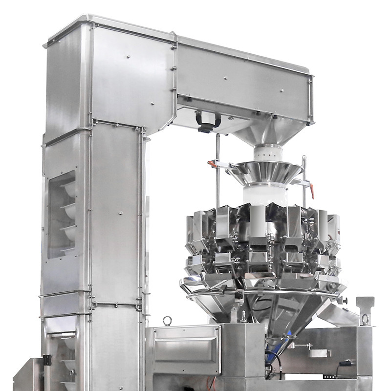 Machine automatique de remplissage de frites de noix bonbons gommés sac fermeture à glissière poche avec système de peses à plusieurs têtes