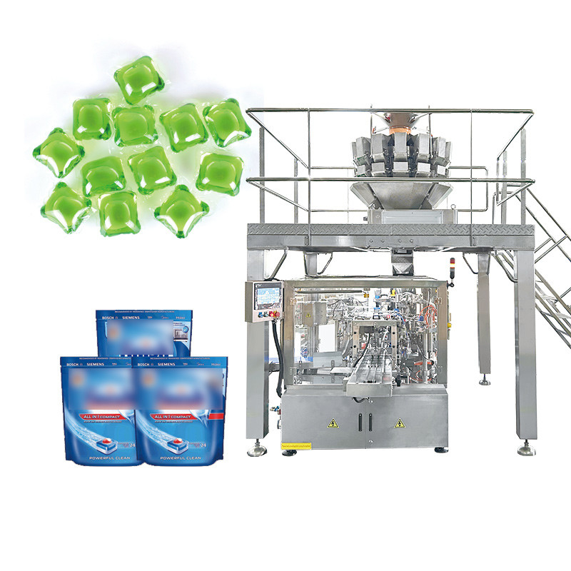 Machine à emballer des comprimés détergents Machine à laver les vaisseaux Tablettes détergents Pouches Poche Machine à emballer des poubelles Gel Machine à emballer des sacs