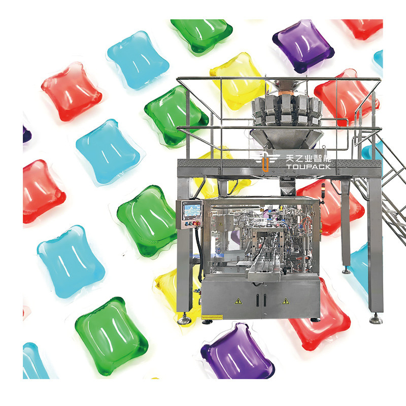 Machine à emballer des comprimés détergents Machine à laver les vaisseaux Tablettes détergents Pouches Poche Machine à emballer des poubelles Gel Machine à emballer des sacs
