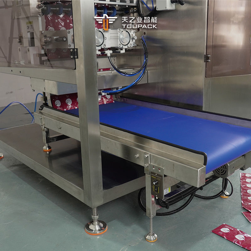 Usine de conditionnement et d'emballage de sachets verticaux automatiques pour gels énergétiques, sauces, miel et jus, de forme irrégulière