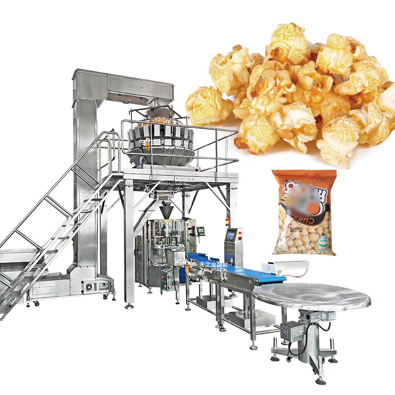Full Automatic Vertical Packaging Machine for Shrimp Chips with 60~100BPM Speed 10g-300g Weighing Range and 220V Power