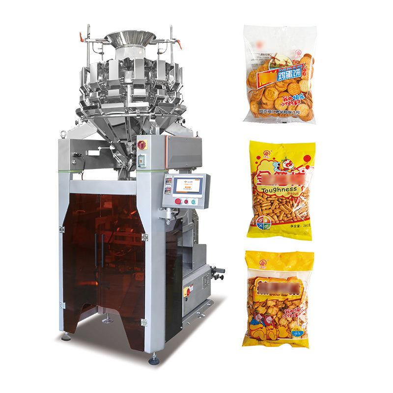 Machine verticale automatique quantitative de remplissage, de scellage et d'emballage VFFS pour aliments en granulés, avec pesage et emballage