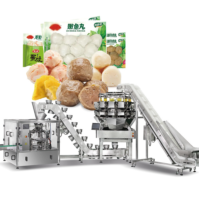 1kg 2kg Poulet Poulet Nuggets ailes de viande Préfabriqué Sacoche multi-tête Pesanteur debout Sacoche rotative remplissage