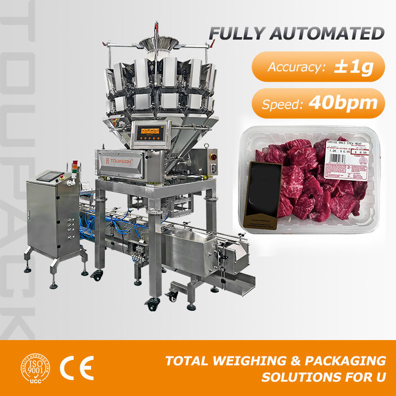 Automatic Tray Sealer Machine with Screw Multihead Weigher for 60 bpm Ready Meal Packaging Line