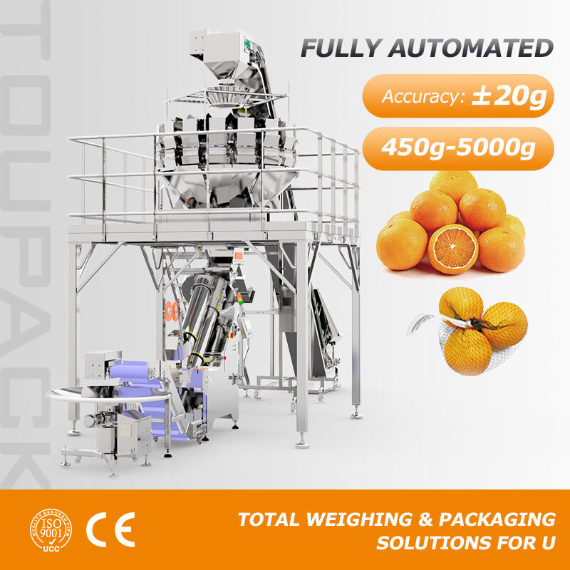 Système automatique de pesée des fruits et d'emballage en sacs en filet | Solution d'emballage de sacs en filet à grande vitesse