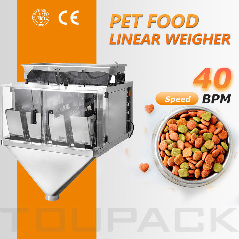 Machine d'emballage automatique de pochettes Doy, peseuse linéaire assortie pour matériaux granulaires d'aliments secs pour animaux de compagnie senior