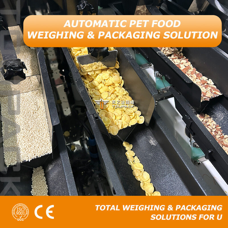 Machine d'emballage automatique de pochettes Doy, peseuse linéaire assortie pour matériaux granulaires d'aliments secs pour animaux de compagnie senior
