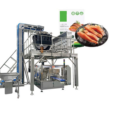 Machine automatique de remplissage de poids de poulet et de bœuf à fermeture à glissière préfabriquée Machine d'emballage de sacs de fruits de mer congelés