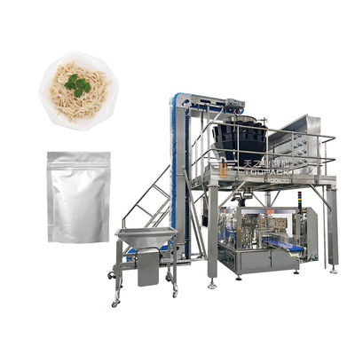 Machine d'emballage de plateaux de tourtes à la viande, de produits frais, peseuse multi-têtes, calmar, crevette, palourde, ormeau, sachet zippé, machine d'emballage automatique