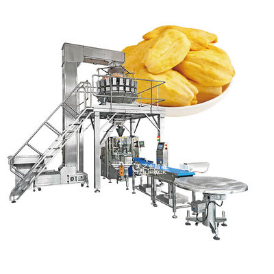 Machine d'emballage verticale pour sacs en forme d'oreiller en plastique pour tranches de pomme, banane séchée et durian séché automatique, fruits lyophilisés, poids